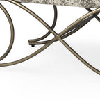 55" Gray and Gold Chenille and Metal Upholstered Bench