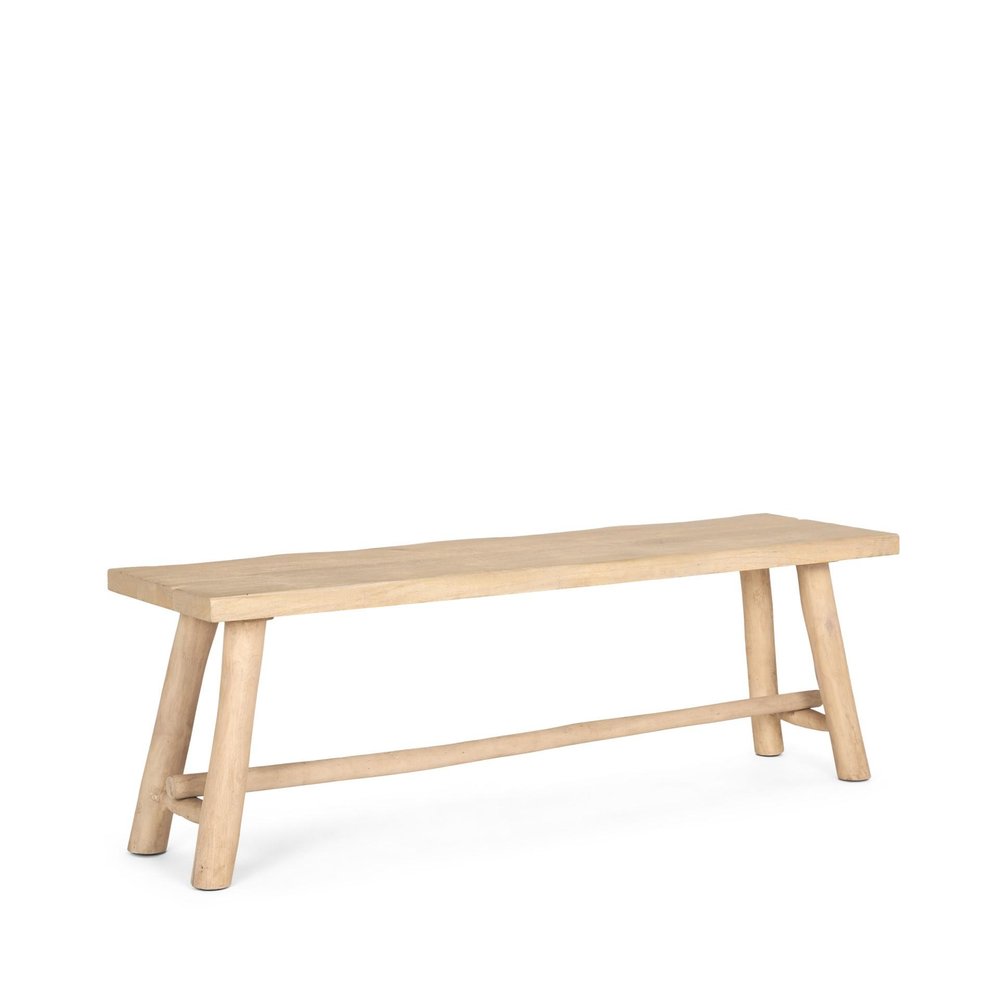 56" Natural Distressed Solid Wood Live Edge Bench