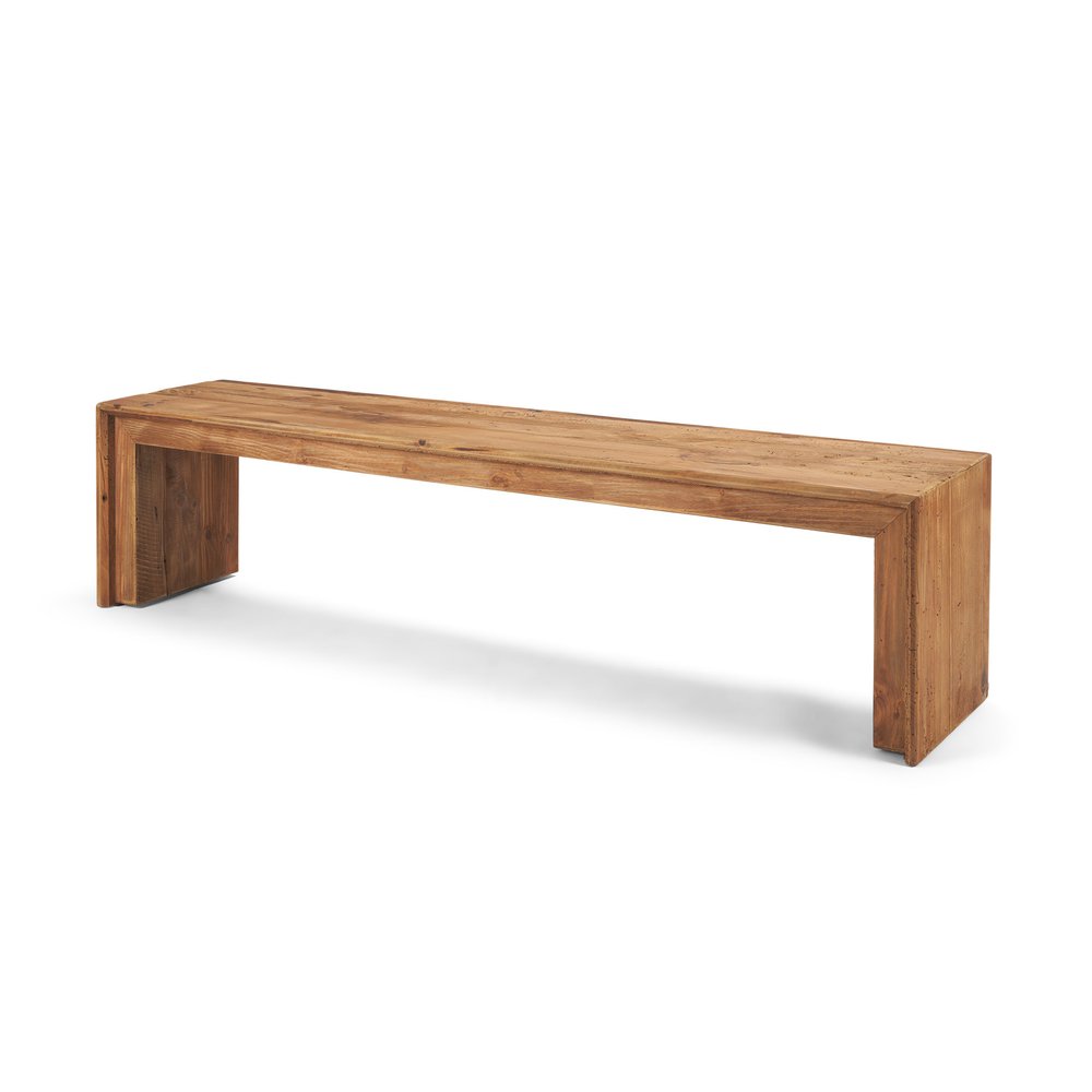69" Natural and Brown Wood Distressed Reclaimed Wood Bench