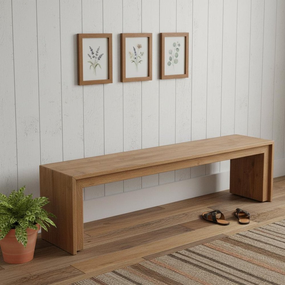 69" Natural and Brown Wood Distressed Reclaimed Wood Bench