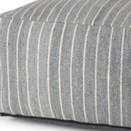 22" Blue and White Textural Stripe Cube Pouf Ottoman