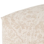 36" Beige and Cream Chenille Damask Pouf Ottoman