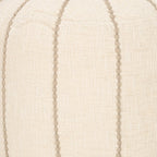 18" Beige and Taupe Fabric Striped Round Pouf Ottoman
