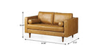 65" Tan Leather Sofa With Brown Legs