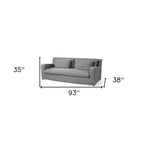 93" Dark Gray Slipcovered Fabric Sofa With Toss Pillows