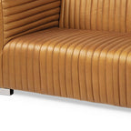 83" Brown Channel Tufted Leather Sofa