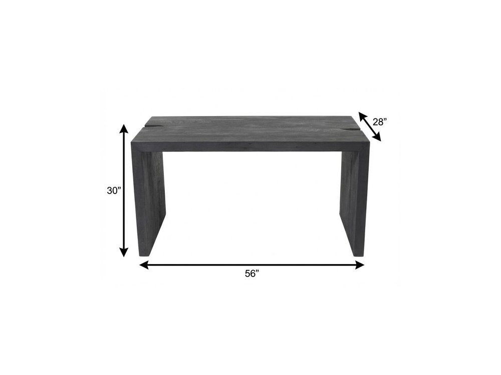 56" Graphite Reclaimed Wood Sled Writing Desk