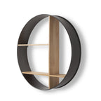 36" Black And Brown Metal And Wood Circular Multi Tier Shelf