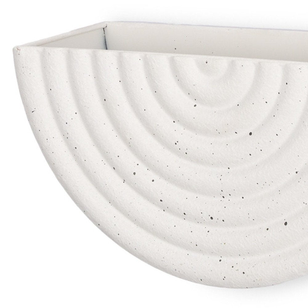 Set of Two White Metal Geometric Half Moon Wall Planters