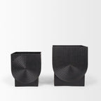 Set of Two Black Metal 20 Ounce Pot Planters