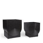 Set of Two Black Metal 20 Ounce Pot Planters