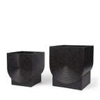 Set of Two Black Metal 20 Ounce Pot Planters