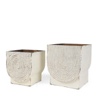 Set of Two White Metal 20 Ounce Rectangular Pot Planters