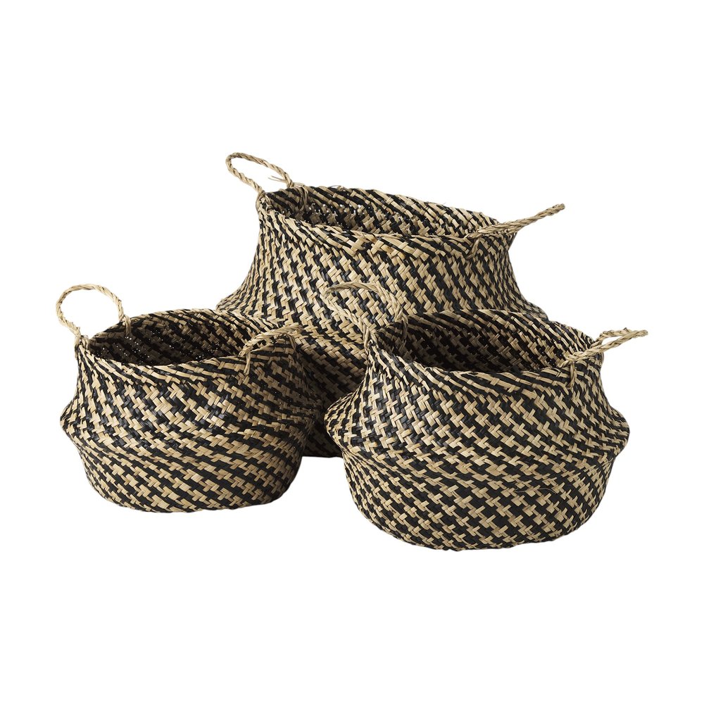 Set of Three Brown Nesting Water Hyacinth Basket