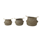 Set of Three Brown Nesting Water Hyacinth Basket