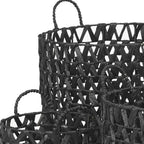 Set of Three Black Nesting Water Hyacinth Basket