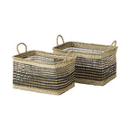 Set of Two Brown Nesting Water Hyacinth Basket