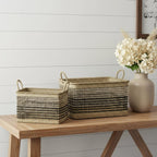 Set of Two Brown Nesting Water Hyacinth Basket