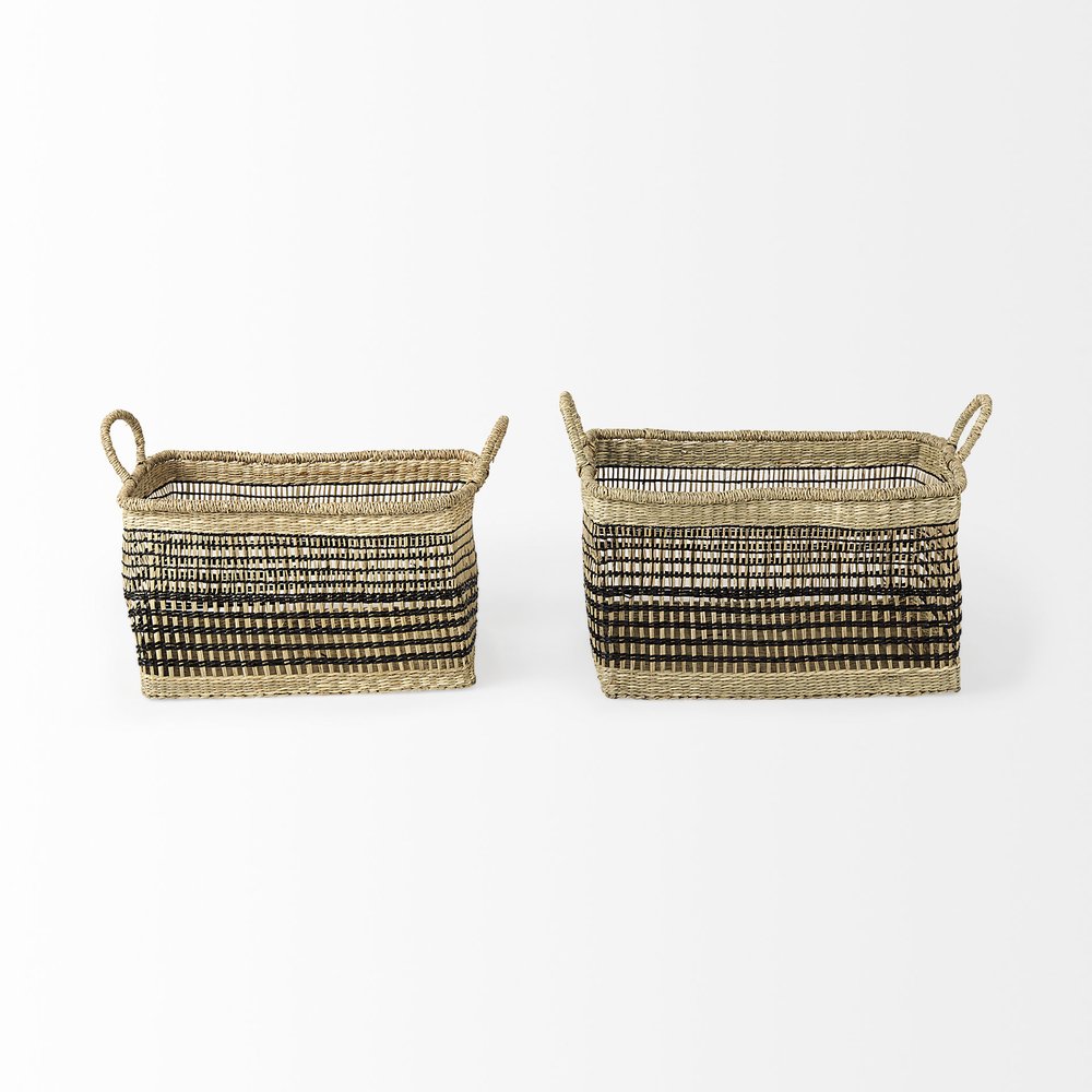 Set of Two Brown Nesting Water Hyacinth Basket