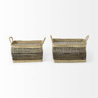 Set of Two Brown Nesting Water Hyacinth Basket