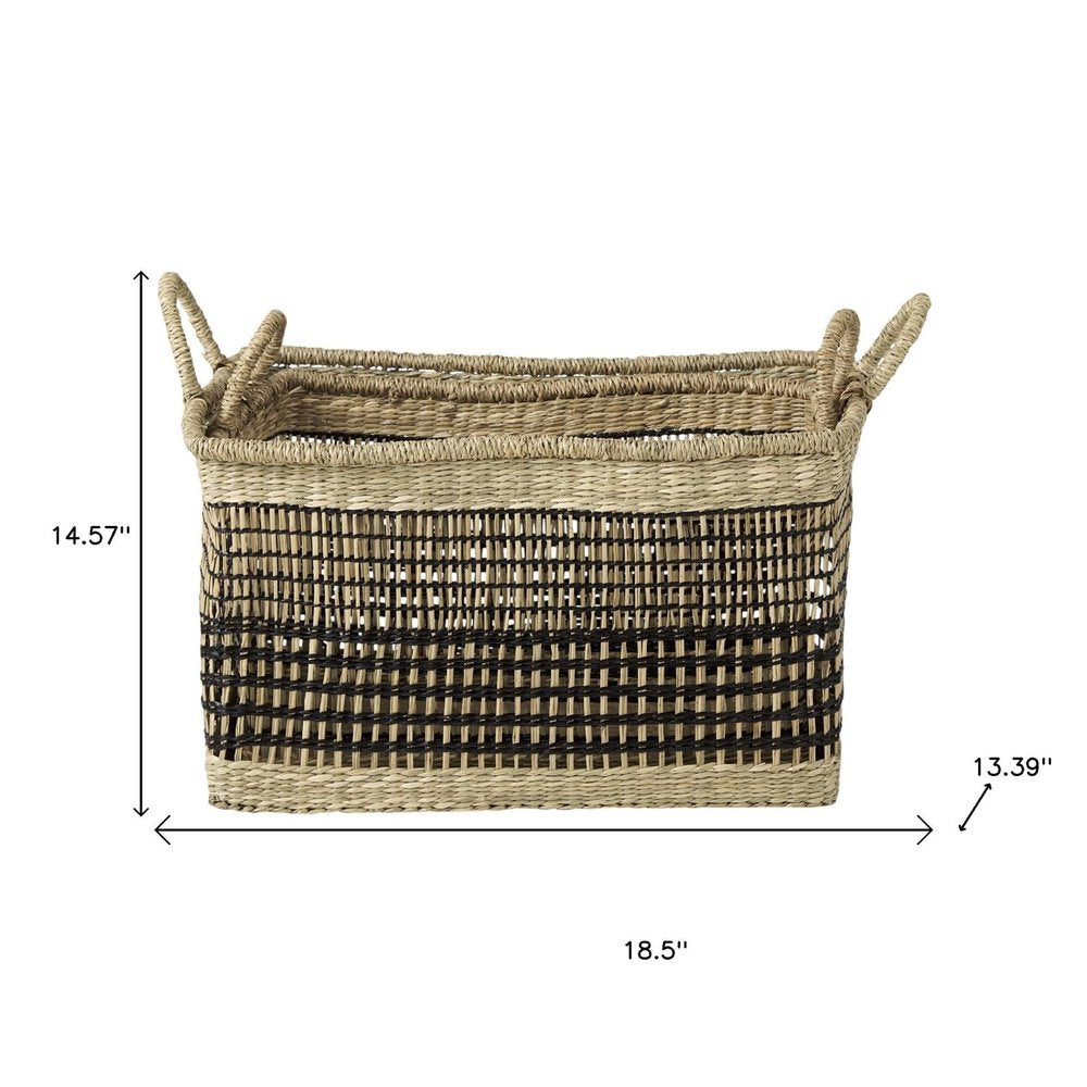 Set of Two Brown Nesting Water Hyacinth Basket