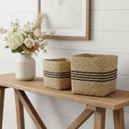 Set of Three Gray Nesting Water Hyacinth Basket