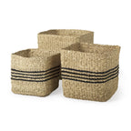 Set of Three Gray Nesting Water Hyacinth Basket