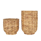 Set of Two Brown Nesting Water Hyacinth Basket With Lid