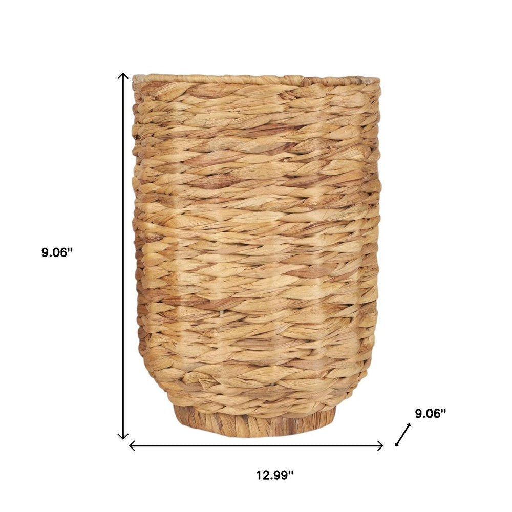 Set of Two Brown Nesting Water Hyacinth Basket With Lid