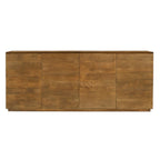 80" Tan Distressed Solid Wood Sideboard With Four Doors