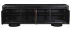 75" Black Distressed Solid Wood Sideboard with Four Doors