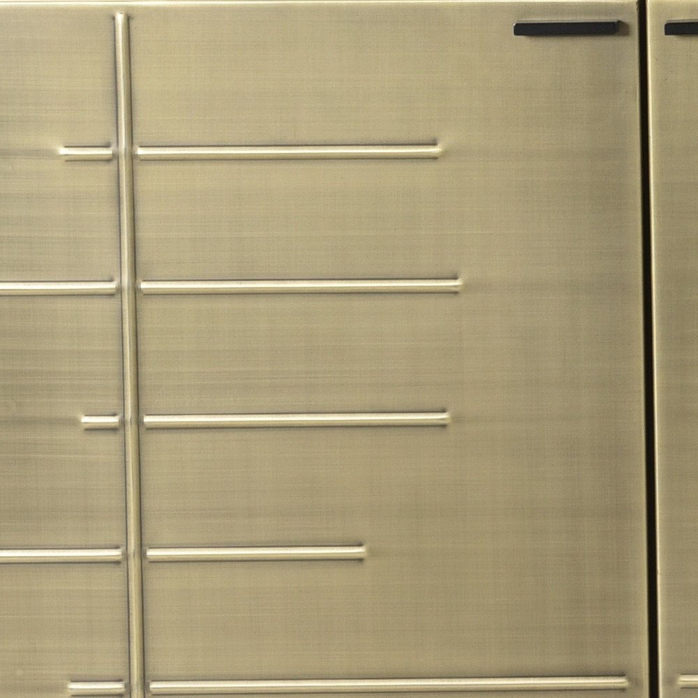 72" Gold Iron Ribbed Texture Sideboard with Four Doors