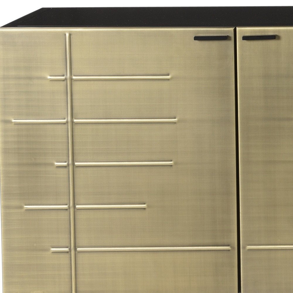 72" Gold Iron Ribbed Texture Sideboard with Four Doors