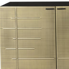 72" Gold Iron Ribbed Texture Sideboard with Four Doors