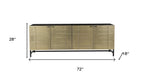 72" Gold Iron Ribbed Texture Sideboard with Four Doors