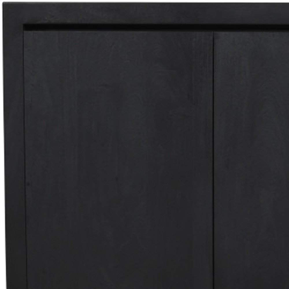 84" Graphite Distressed Reclaimed Wood Sideboard With Four Doors