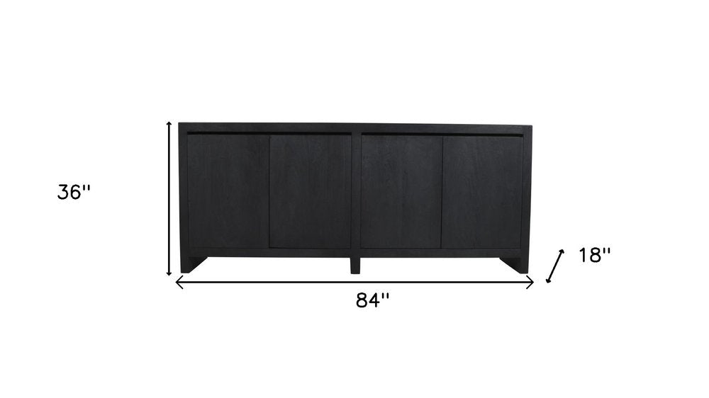 84" Graphite Distressed Reclaimed Wood Sideboard With Four Doors