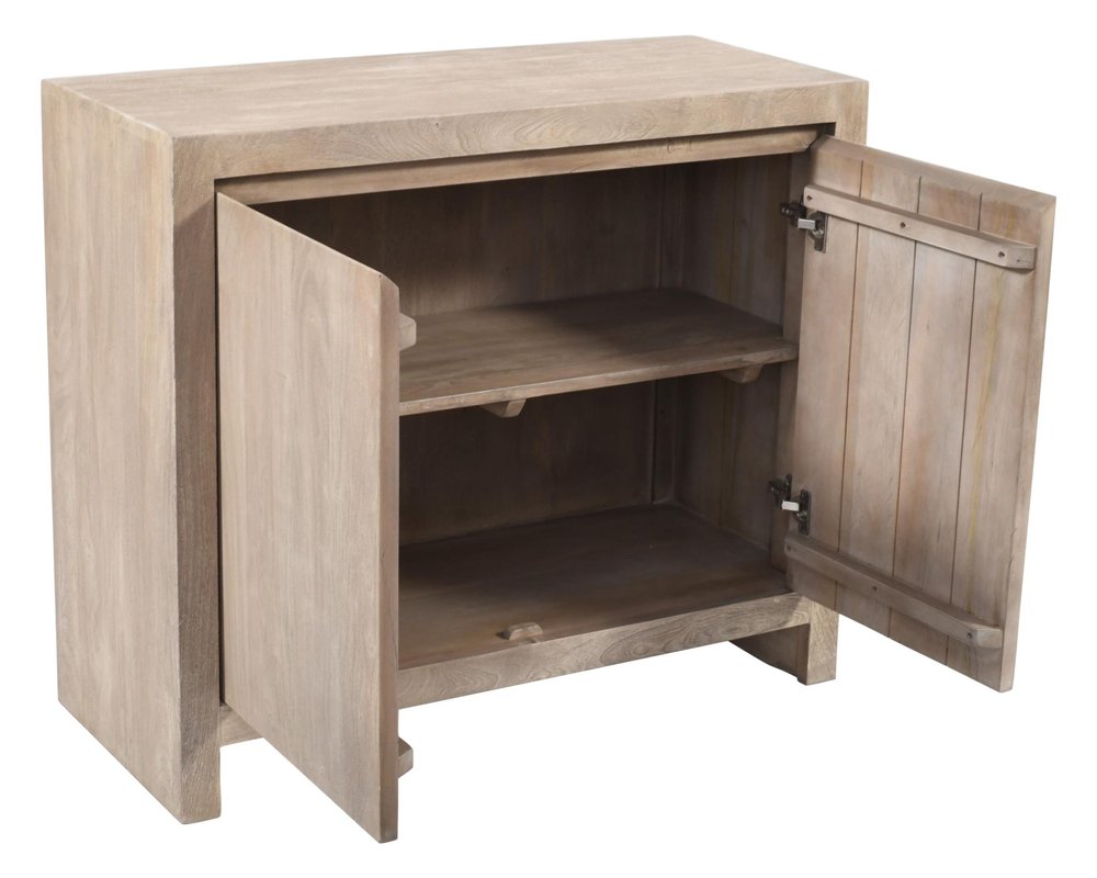 42" Ivory Distressed Reclaimed Wood Sideboard With Two Doors