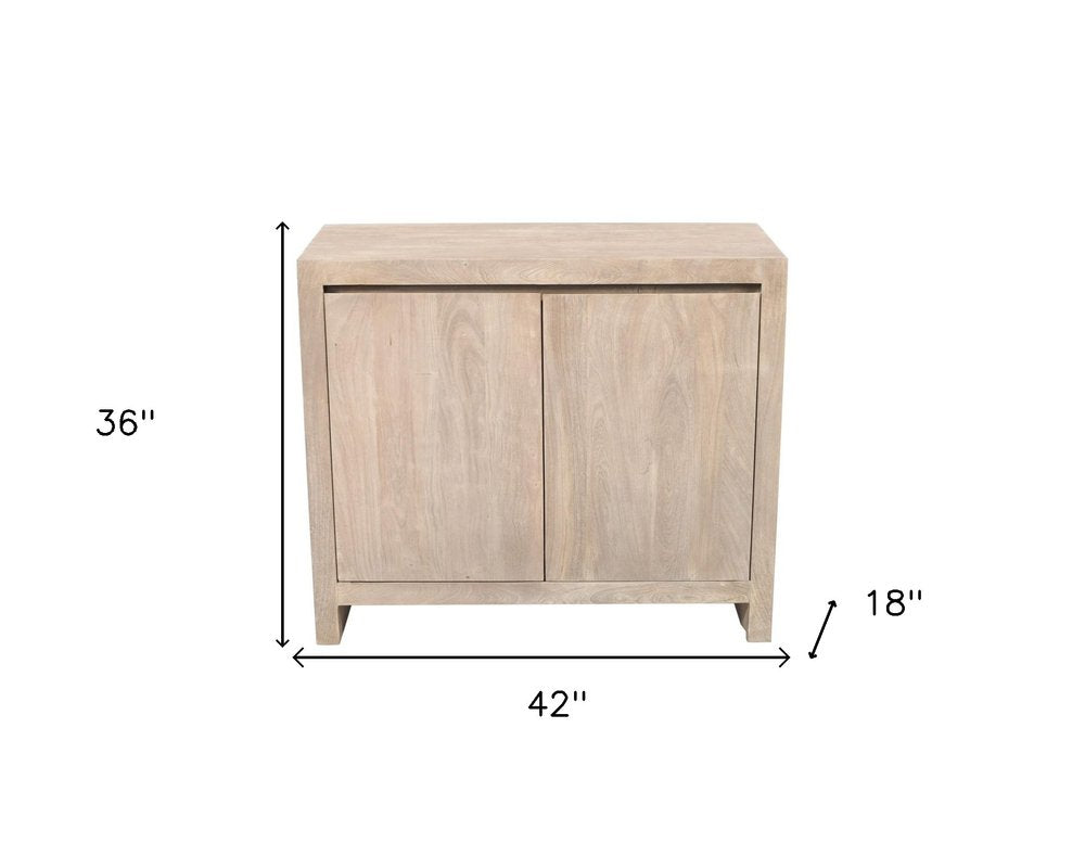 42" Ivory Distressed Reclaimed Wood Sideboard With Two Doors