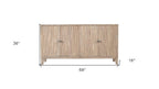 69" Ivory Distressed Reclaimed Wood Carved Geometric Sideboard With Four Doors