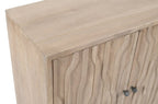 69" Ivory Distressed Reclaimed Wood Carved Geometric Sideboard With Four Doors