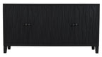 69" Graphite Distressed Reclaimed Wood Carved Geometric Sideboard With Four Doors