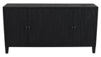 69" Graphite Distressed Reclaimed Wood Carved Geometric Sideboard With Four Doors