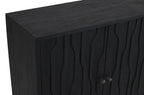 69" Graphite Distressed Reclaimed Wood Carved Geometric Sideboard With Four Doors
