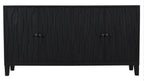 69" Graphite Distressed Reclaimed Wood Carved Geometric Sideboard With Four Doors