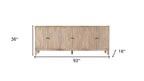 92" Ivory Distressed Reclaimed Wood Carved Geometric Sideboard With Six Doors