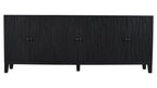 92" Graphite Distressed Reclaimed Wood Carved Geometric Sideboard With Six Doors
