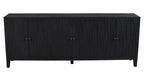 92" Graphite Distressed Reclaimed Wood Carved Geometric Sideboard With Six Doors