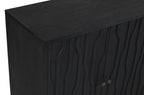 92" Graphite Distressed Reclaimed Wood Carved Geometric Sideboard With Six Doors