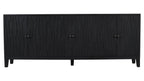 92" Graphite Distressed Reclaimed Wood Carved Geometric Sideboard With Six Doors